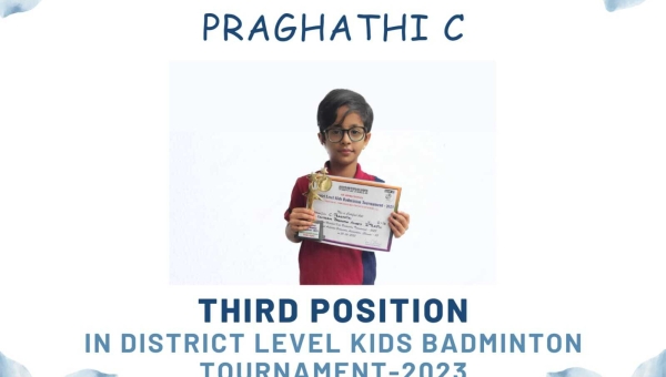 Achievement of C. Praghathi's  in the District Level Badminton kids Tournament 2023
